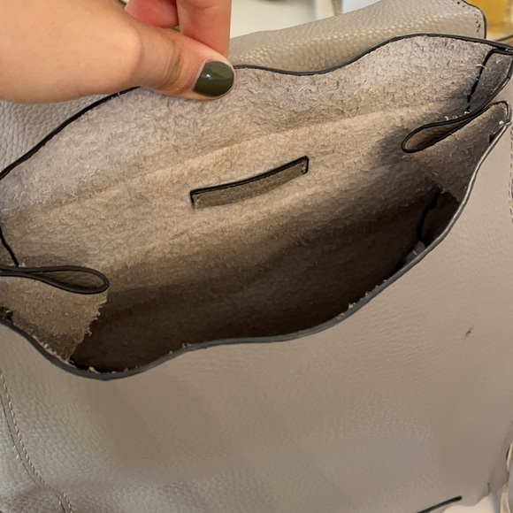 Zara Gray Pebbled Leather Backpack With Gold Hardware main image 14